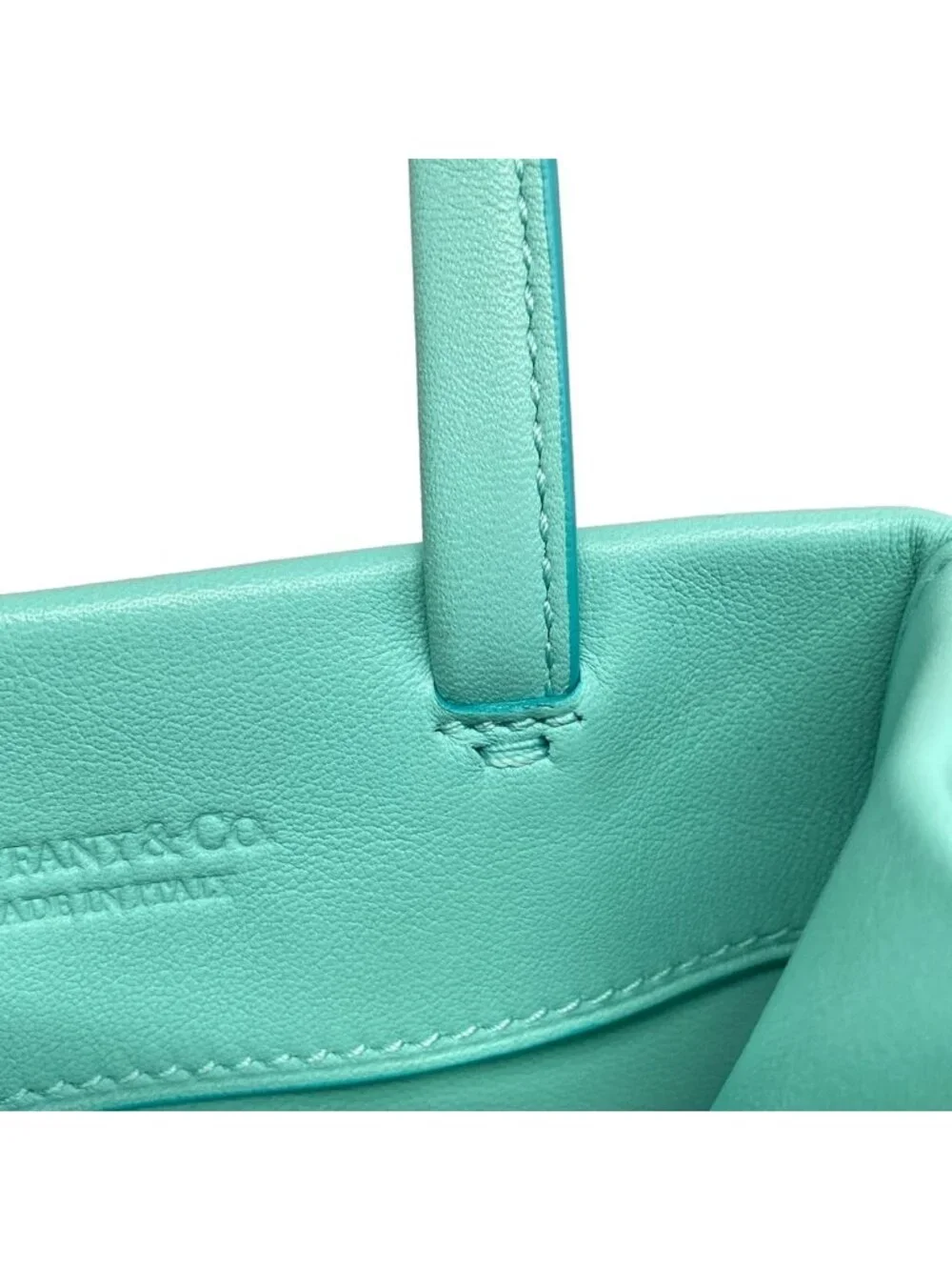 Tiffany & Co Tote Mini Shopping Light Blue Leather